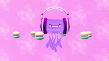 Animasyon moda tasarımı. Denizanası kaseti. Eski TV efekti