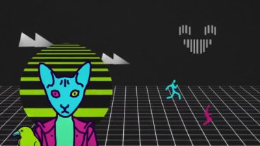 Animasyon tasarımı. 8 bit oyun retro etkisi. Hayvan karakteri