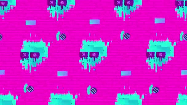 Animatie ontwerp. 8 bit spel retro effect. Geometrie schedelpatroon — Stockvideo