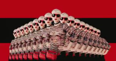 Animasyon devi sanatı. Moda geçmişine bakan şık bir kız.