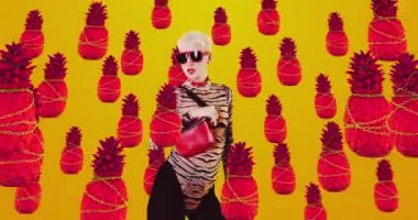 Hareket gif tasarımı. Moda kıyafetleri ve aksesuarları olan bir kız. Moda günlüğü kavramı