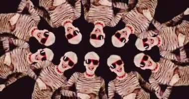 Hareket gif tasarımı. Moda kıyafetleri ve aksesuarları olan bir kız. Moda blog kavramı. Hipnoz etkisi..