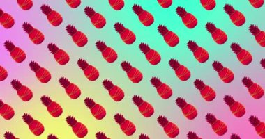 Animasyon tasarımı. Kusursuz desen. Gradyan arkaplanda ananas