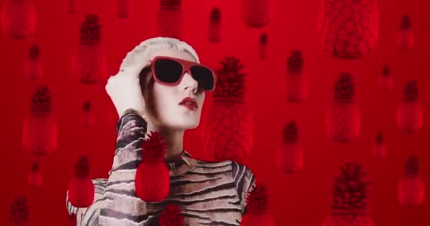 Animatie minimaal gif ontwerp. Stijlvolle dame. Clubstijl — Stockvideo