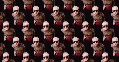 Hareket tasarımı. Kusursuz desen. Siyah arka planda moda kadını