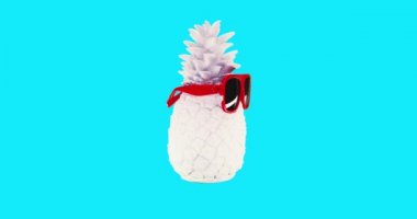 Minimum hareket gif tasarımı. Güneş gözlüklü ananas.