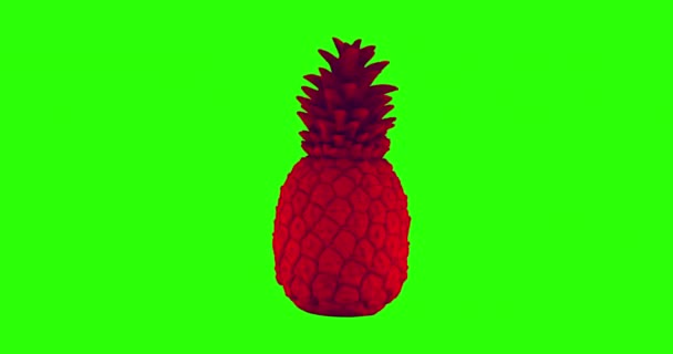 Minimal motion gif design. Red pineapple on green background — Stock Video