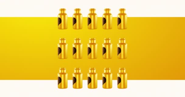 Motion seamless pattern. Stylish gold bottle with heart background — Stock Video