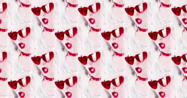 Fashion animation design. Stylish Blond Face Lady Seamless pattern — Stock Video