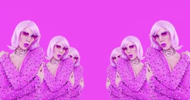 Fashion motion design. Retro Lady. Pink vintage party mood — Stock Video