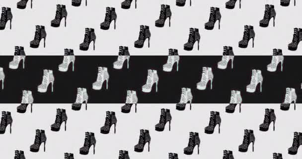 Animación patrón sin costuras botas zapatos fondo — Vídeos de Stock