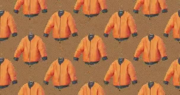 Arte de diseño de animación. Chaqueta naranja elegante Concepto de look de moda — Vídeos de Stock