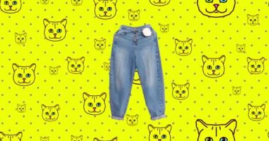 Animasyon tasarım sanatı. Klasik kot pantolon. Moda konsepti