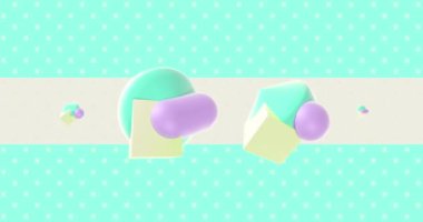 Geometrik şekillerin soyut üç boyutlu yansıması. Minimalist animasyon tasarımı