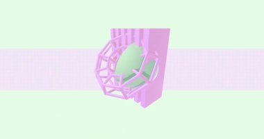Geometrik şekillerin soyut üç boyutlu yansıması. Minimalist animasyon tasarımı