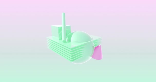 Abstrakt 3D-återgivning av geometriska former. Minimalistisk animeringsdesign — Stockvideo