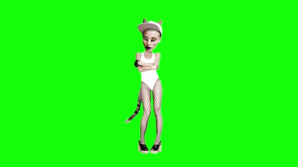 Stop motion animación títere divertido personaje chica con máscara aislada. Ideal para el diseño gif — Vídeo de stock
