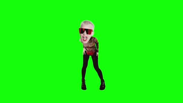 Stop beweging animatie grappige pop karakter meisje met geïsoleerde masker. Ideaal voor gif ontwerp — Stockvideo