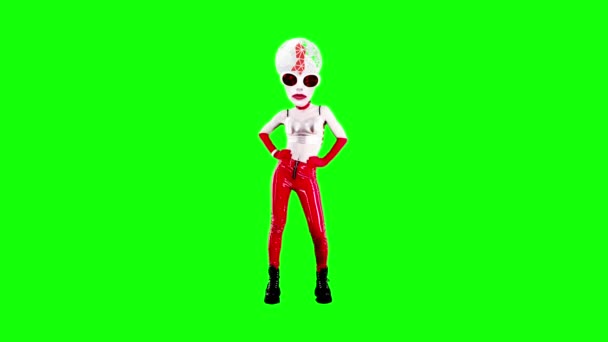 Stop motion animation funny puppet character girl with isolated mask. Ideal for gif design — Stock Video