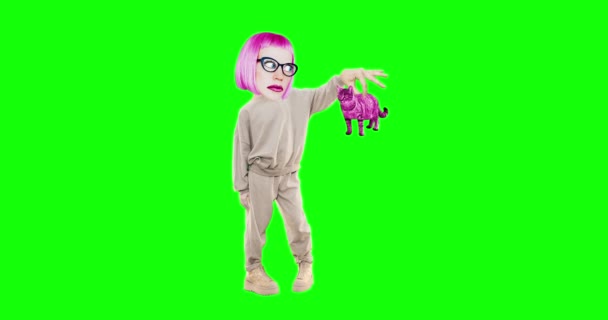 Stop motion animation funny character Lady with different emotions on  chroma key  for advertising and presentations,applause  motion — Stock Video © Porechenskaya #392933936