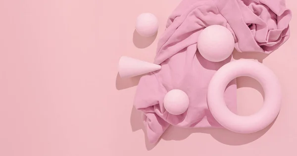 Abstraktní Geometrie Textilní Minimální Pozadí Pastelově Růžové Módní Barvy Koncepce — Stock fotografie