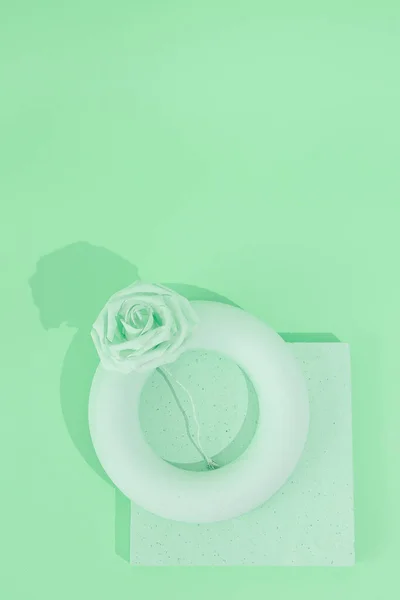 Minimal Aesthetic Still Life Monochrome Design Pastel Menthe Colours Trends — Stock Photo, Image