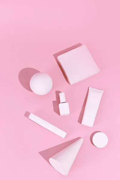 Minimal Aesthetic Still Life Monochrome Design Pastel Pink Trends Abstraction — Stock Photo, Image