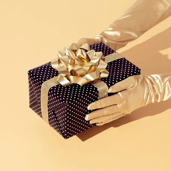 Gift Box Polka Dot Design Isometric Space Present Holiday Christmas — Stock Photo, Image
