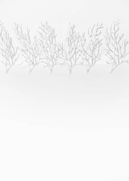 Módní Zátiší Zimní Scéna Bílé Malované Stromy Minimální Stylový Sníh — Stock fotografie