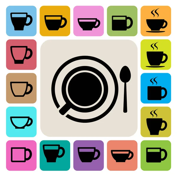 コーヒー カップと紅茶カップ アイコン Set Illustration Eps10 — ストックベクタ