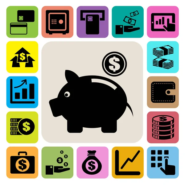 Financiën Geld Pictogram Set Illustration Eps10 — Stockvector