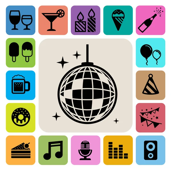 Party Celebration Icon Set Illustration Eps10 — Stock Vector