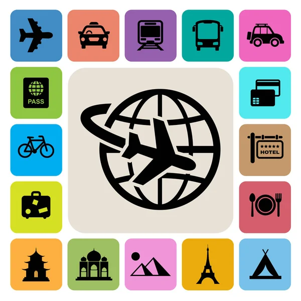 Conjunto Iconos Viajes Vacaciones Ilustración Eps10 — Vector de stock