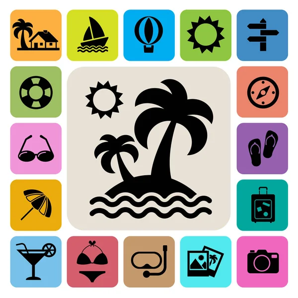 Travel Vacation Icons Set Illustration Eps10 — Stock Vector