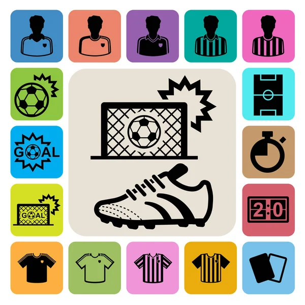 Voetbal Iconen Set Illustratie Eps10 — Stockvector