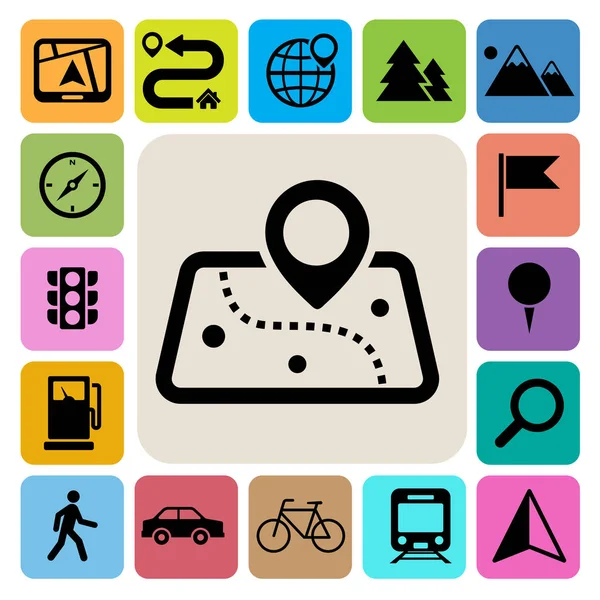 Map Location Icons Set Illustration Eps10 — Stock Vector