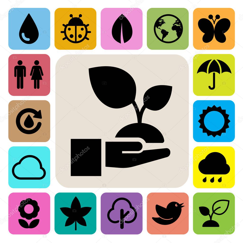 Eco icons set.Elements of this image furnished by NASA