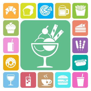 Fast food and dessert icon set.Illustration eps10 clipart