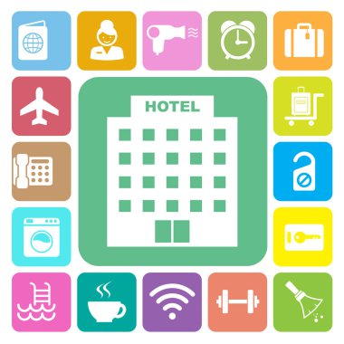 otel ve seyahat etmek simge kümesi, illüstrasyon eps10