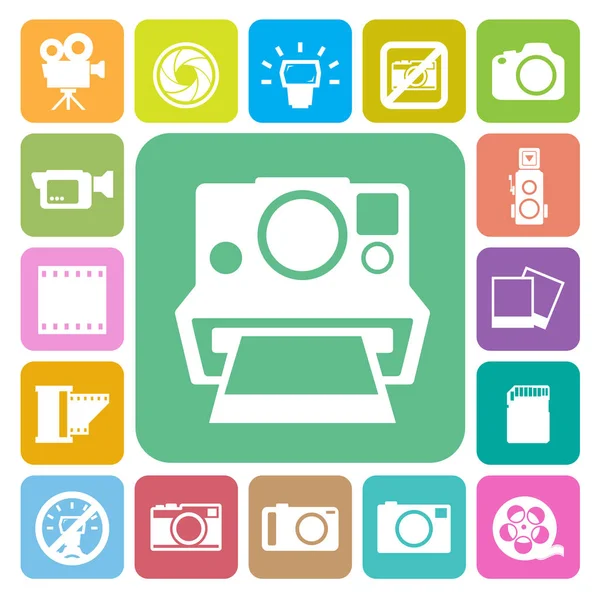 Kamera Und Video Icons Set Illustration Folge — Stockvektor