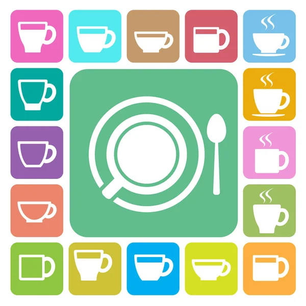 Káva Pohár Tea Cup Ikona Set Illustration Eps10 — Stockový vektor