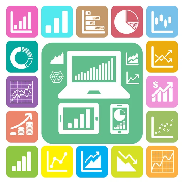 Business Graph Icon Set Illustration Eps10 — Stock Vector
