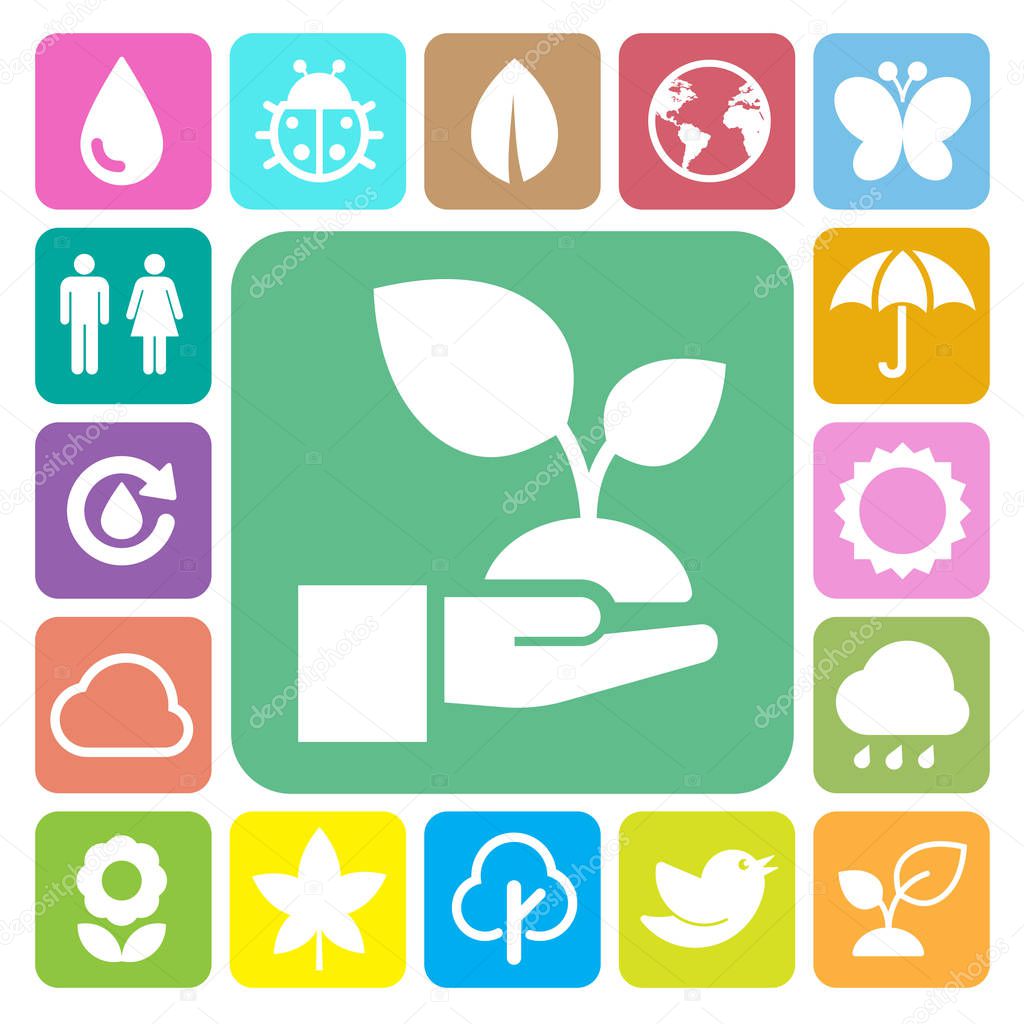 Eco icons set.Elements of this image furnished by NASA