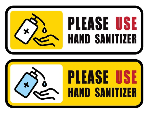 Use Hand Sanitizer Sign Vector Ilustração Conteúdo Por Favor Use —  Vetores de Stock