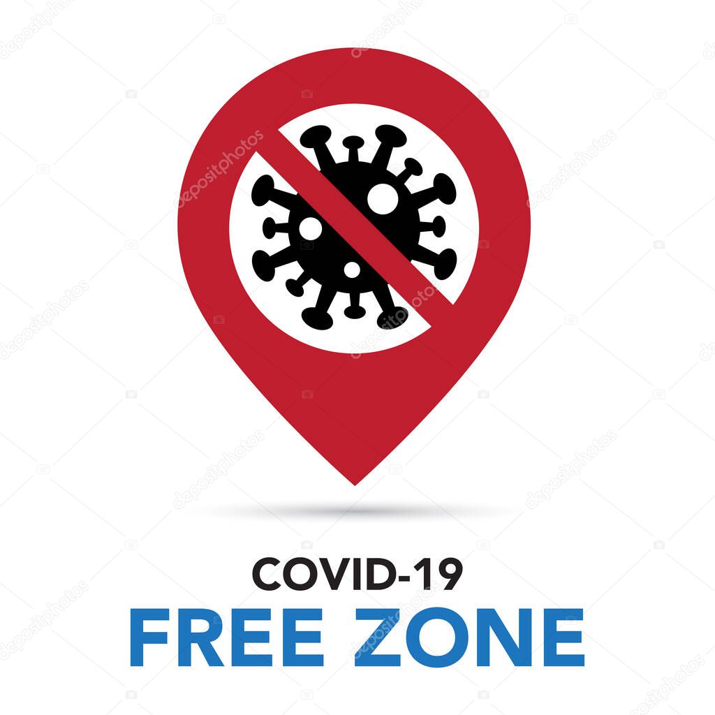 Covid free zone sign symbol.Vector eps10