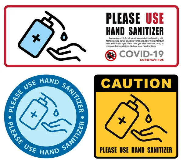Use Hand Sanitizer Sign Vector Illustration Content Please Use Hand — стоковый вектор