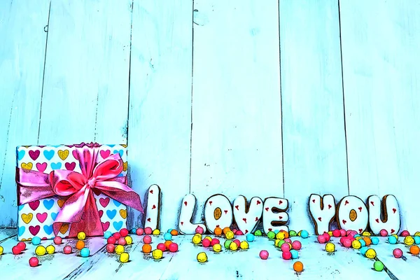 Вітальна листівка на день святого Валентина. печиво у формі серця, місце для копіювання . — стокове фото