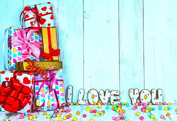 Вітальна листівка на день святого Валентина. печиво у формі серця, місце для копіювання . — стокове фото