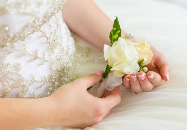 Gelinler elle damat için bir buket. metin için yer