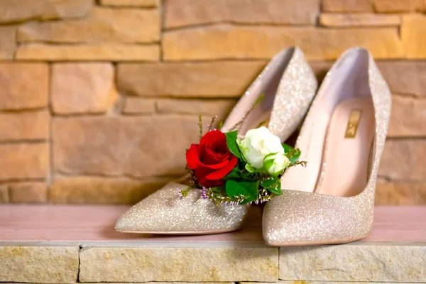 Весільні Атрибути Взуття Нареченої — стокове фото